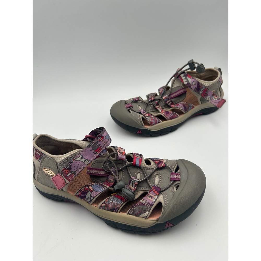 KEEN Whisper Sandals Womens 5 Taupe Purple Patterned Waterproof Hiking 1018274